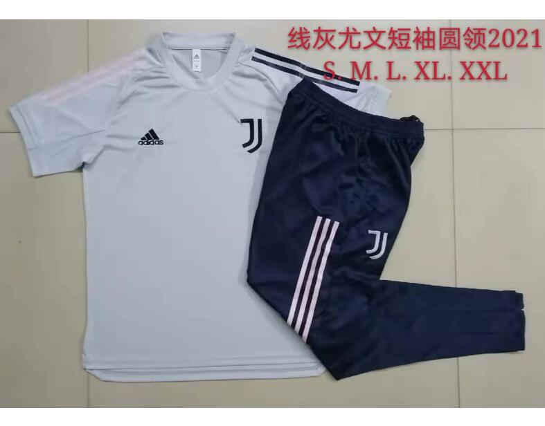 Juventus Light Grey Training Sets Shirt With Pants 2020/21